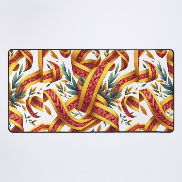 Item preview, Chevron - Red Yellow leaf and Ribbon Pattern ; Pattern  Herringbone designed and sold by PatternInArt.