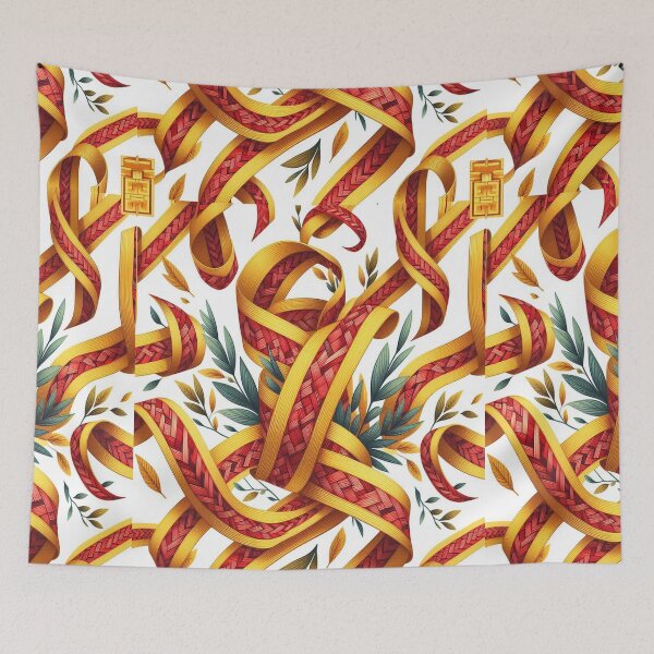Item preview, Chevron - Red Yellow leaf and Ribbon Pattern ; Pattern  Herringbone designed and sold by PatternInArt.