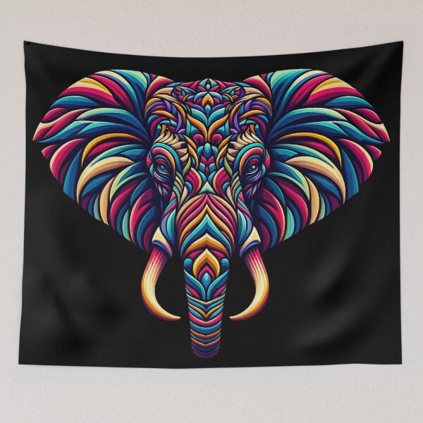 Item preview, Enigmatic Elephant: Vibrant Geometric Majesty designed and sold by ArtComixHaven.