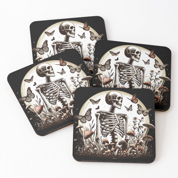 Item preview, Botany mushroom skeleton and butterflies designed and sold by TomFrontierArt.