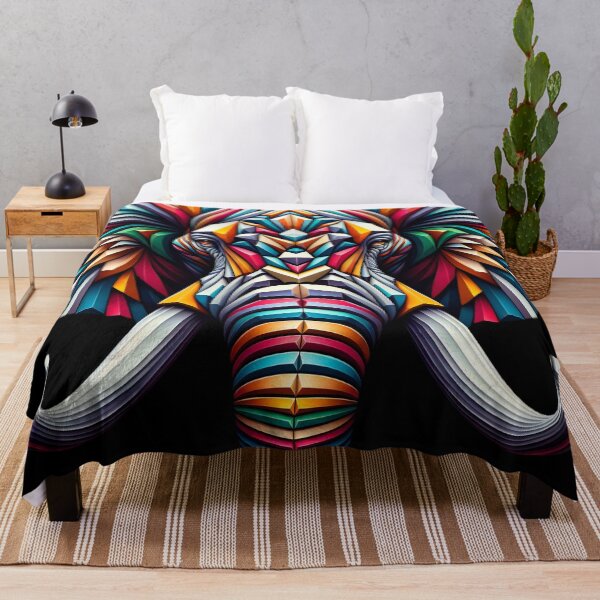 Item preview, Majestic Mosaic: Vibrant Elephant Optical Illusion Art designed and sold by ArtComixHaven.