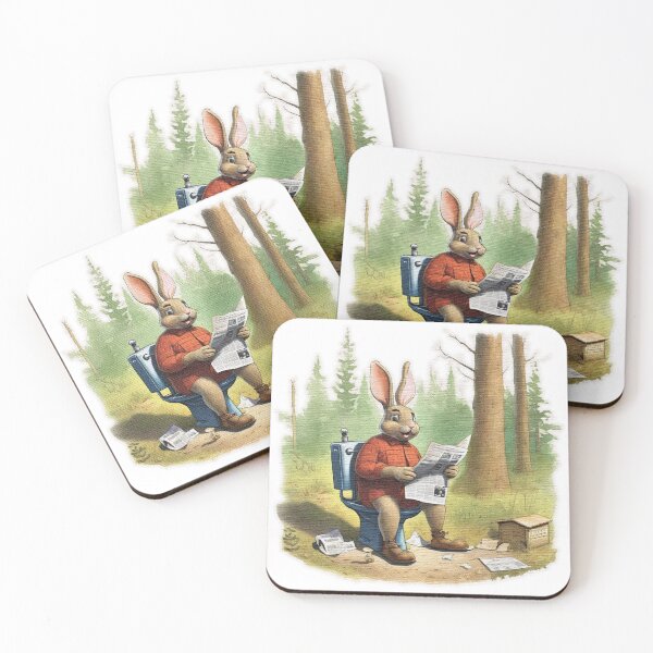 Item preview, Rabbit sitting on a toilet reading a newspaper designed and sold by jnsmerchstore.