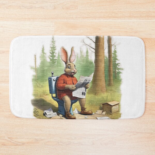 Item preview, Rabbit sitting on a toilet reading a newspaper designed and sold by jnsmerchstore.