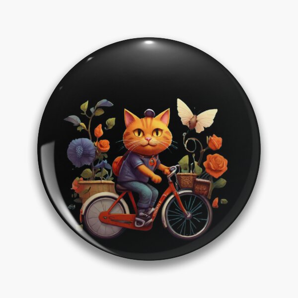 Item preview, Un gato con bicicleta en flores. designed and sold by Designfs.