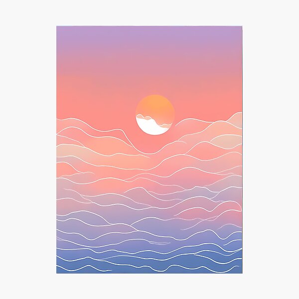 Aperçu de l'œuvre MINIMALISAM DES VAGUES DU LEVER DU SOLEIL créée et vendue par WATERDUST.
