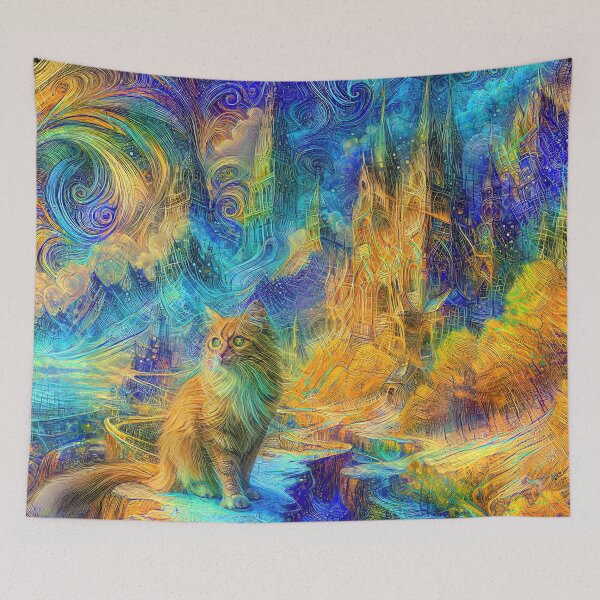 Item preview, Abstract abstraction of castle and cat. DeepDream #2352218911831 designed and sold by blackhalt.