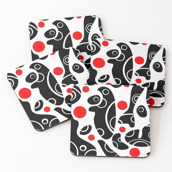 Item preview, Whale Sonics Black and Red on White Half-Drop Repeat 5748 designed and sold by Art in My Loft.