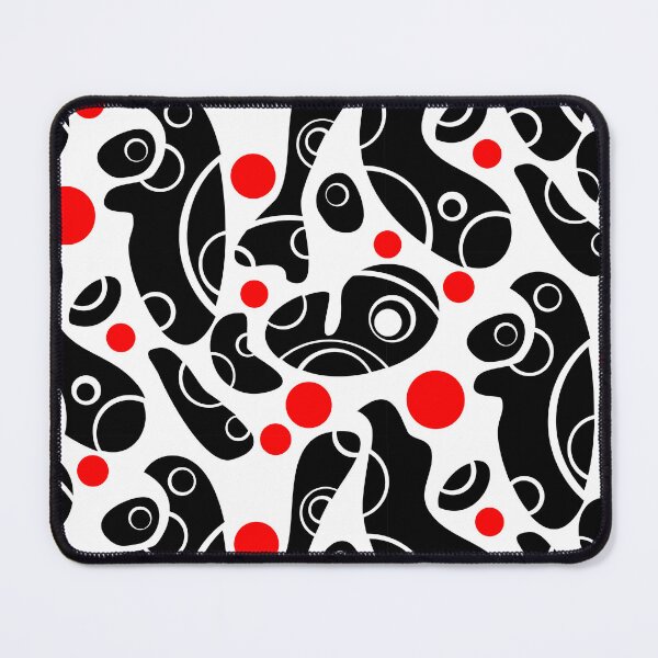 Item preview, Whale Sonics Black and Red on White Half-Drop Repeat 5748 designed and sold by Art in My Loft.
