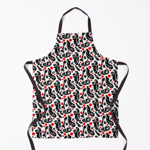 Item preview, Whale Sonics Black and Red on White Half-Drop Repeat 5748 designed and sold by Art in My Loft.