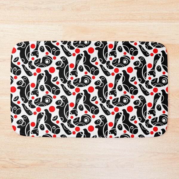 Item preview, Whale Sonics Black and Red on White Half-Drop Repeat 5748 designed and sold by Art in My Loft.