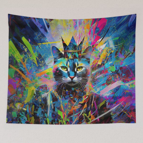 Artikelvorschau, Cosmic Feline Majesty: Abstrakte Katzenkaiserin entworfen und verkauft von bsilvia.