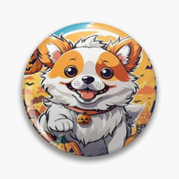 Item preview, Kawaii Dogs playing with a small pumpkin ball, designed and sold by pizzaboyin.