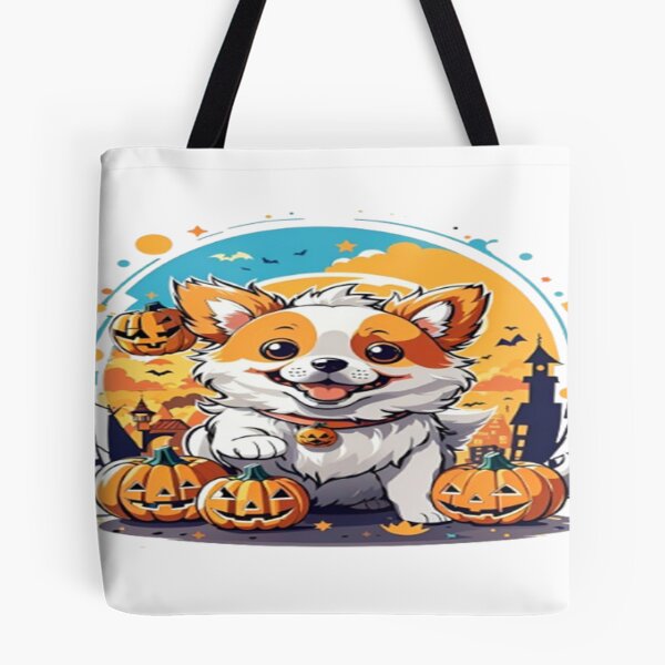 Item preview, Kawaii Dogs playing with a small pumpkin ball, designed and sold by pizzaboyin.