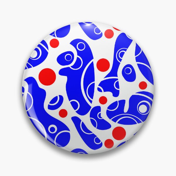 Item preview, Whale Sonics Blue and Red on White Half-Drop Repeat 5748 designed and sold by Art in My Loft.