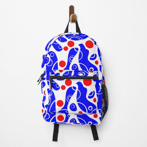 Item preview, Whale Sonics Blue and Red on White Half-Drop Repeat 5748 designed and sold by Art in My Loft.
