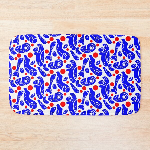 Item preview, Whale Sonics Blue and Red on White Half-Drop Repeat 5748 designed and sold by Art in My Loft.