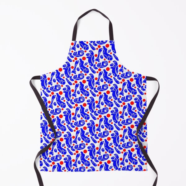 Item preview, Whale Sonics Blue and Red on White Half-Drop Repeat 5748 designed and sold by Art in My Loft.