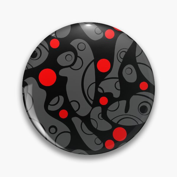 Item preview, Whale Sonics Grey and Red on Black Half-Drop Repeat 5748 designed and sold by Art in My Loft.