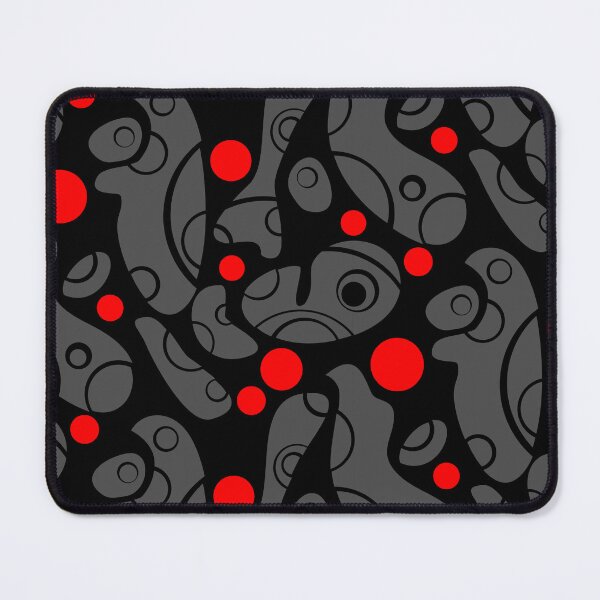 Item preview, Whale Sonics Grey and Red on Black Half-Drop Repeat 5748 designed and sold by Art in My Loft.