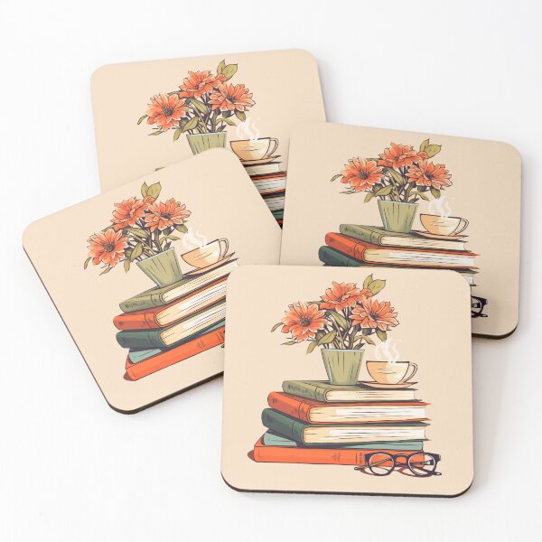 Item preview, Stack of Books, Coffee, Eyeglasses, Vase of Flowers designed and sold by Myra365Art.
