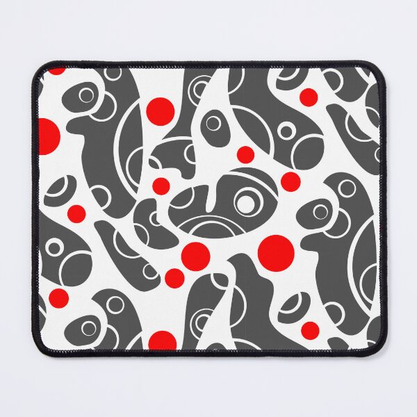 Item preview, Whale Sonics Grey and Red on White Half-Drop Repeat 5748 designed and sold by Art in My Loft.