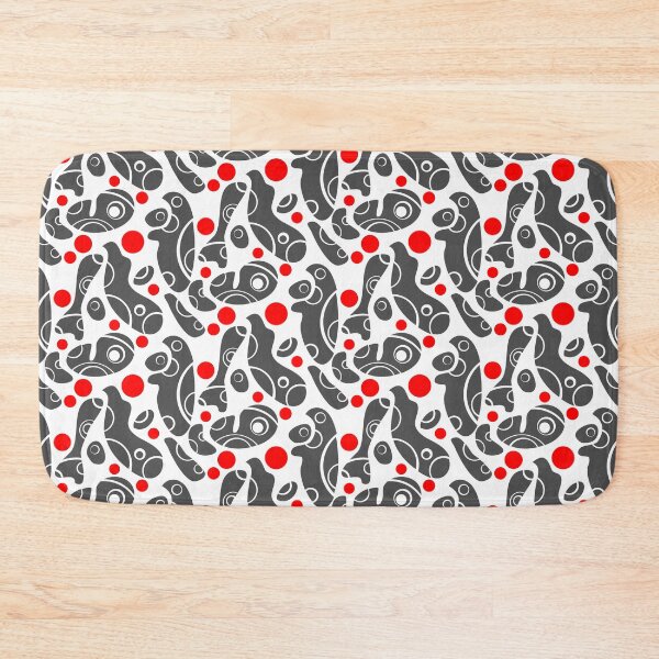 Item preview, Whale Sonics Grey and Red on White Half-Drop Repeat 5748 designed and sold by Art in My Loft.