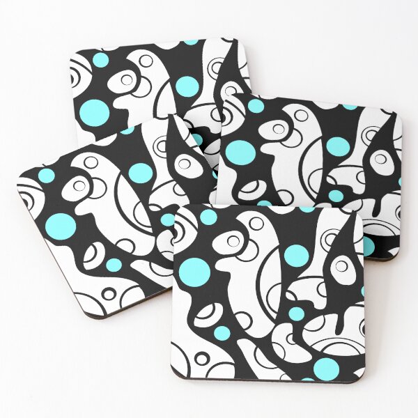 Item preview, Whale Sonics Cyan and White on Black Half-Drop Repeat 5748 designed and sold by Art in My Loft.