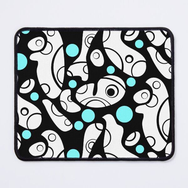Item preview, Whale Sonics Cyan and White on Black Half-Drop Repeat 5748 designed and sold by Art in My Loft.