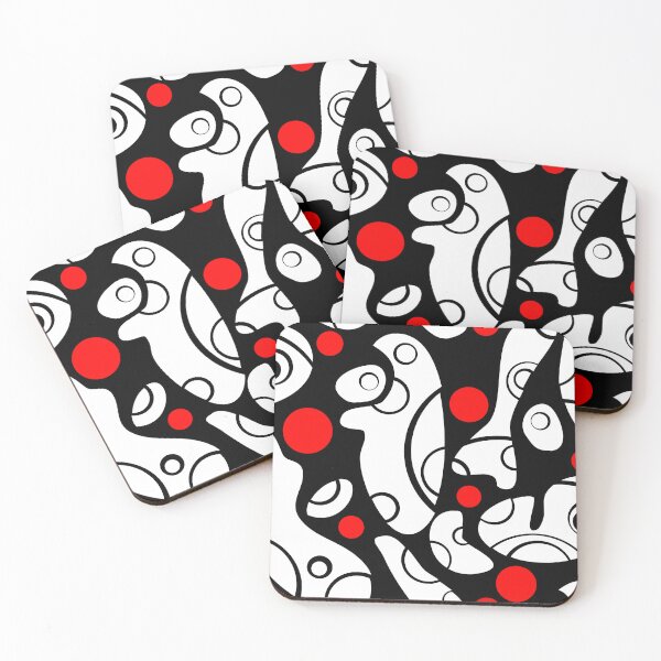 Item preview, Whale Sonics White and Red on Black Half-Drop Repeat 5748 designed and sold by Art in My Loft.