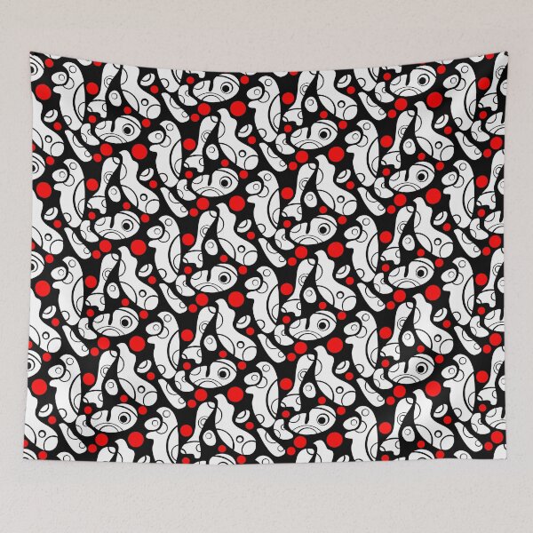 Item preview, Whale Sonics White and Red on Black Half-Drop Repeat 5748 designed and sold by Art in My Loft.