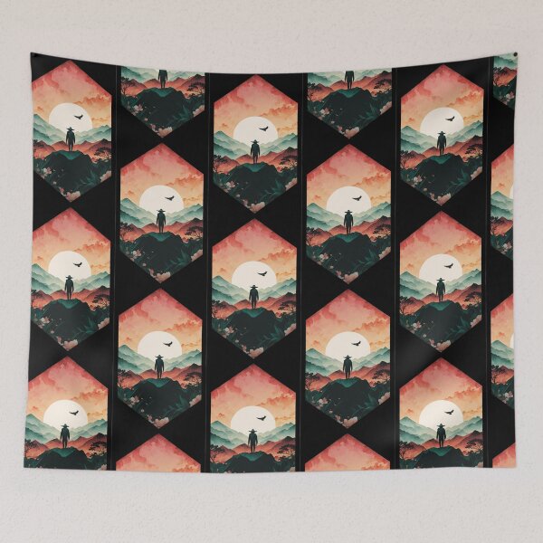 Item preview, Abstraction. Sunset. Nature. Mountains. river. Birds. Geometric abstraction. designed and sold by MagelliShop.