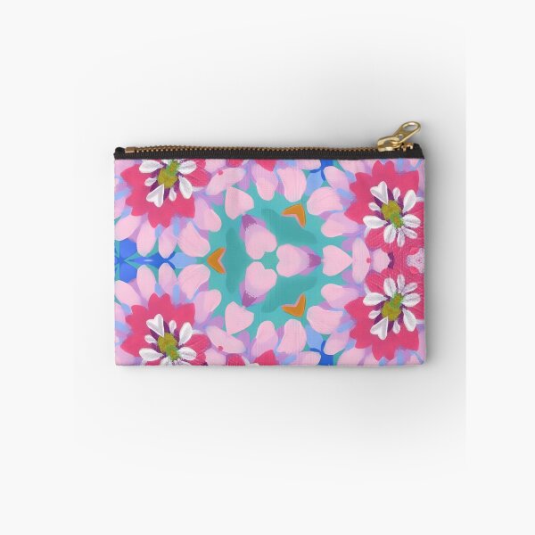 Item preview, Preppy daisies in pink and turquoise acrylic painting designed and sold by SophieClimaArt.