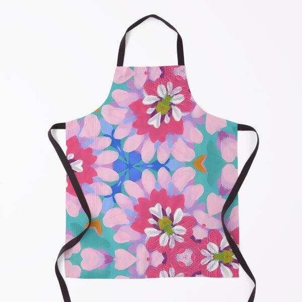 Item preview, Preppy daisies in pink and turquoise acrylic painting designed and sold by SophieClimaArt.
