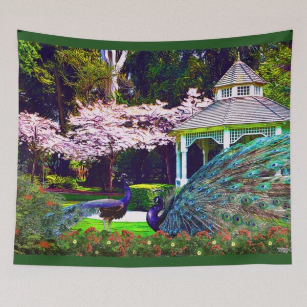 Item preview, Dogwood Trail - Emerald Peacocks designed and sold by Tripp Art Studio.