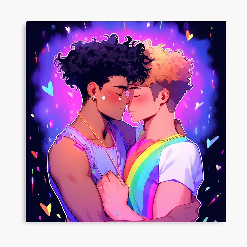 Romantic Kissing Gay Anime Couple