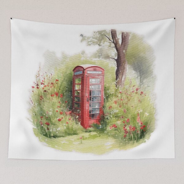 Item preview, red telephone box countryside designed and sold by jnsmerchstore.