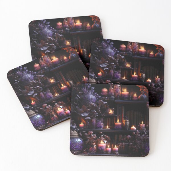 Item preview, Dark Botanical Witch Pantry Shelf With Spooky Candles Print designed and sold by FoxTreeDesign.