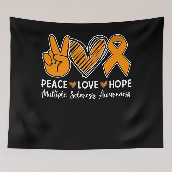 Item preview, Peace Love Hope Multiple Sclerosis Awareness Orange Ribbon designed and sold by MobyStickers.