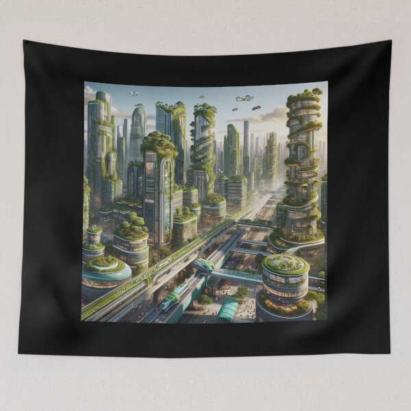 Item preview, Eco-Futuristic Metropolis designed and sold by BestArtByArvind.