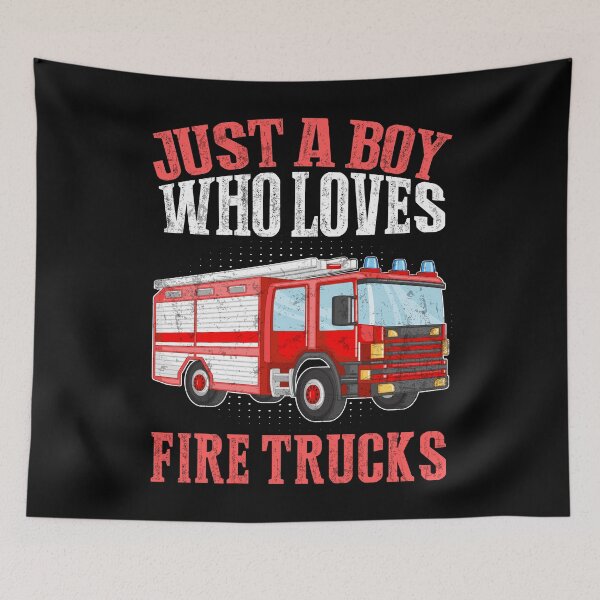 Item preview, Just A Boy Who Loves Fire Trucks Lover Firefighter Boys Kids designed and sold by MobyStickers.