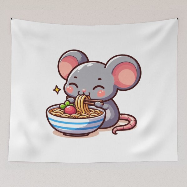 Item preview, Cute mouse eating ramen  designed and sold by Culmika.