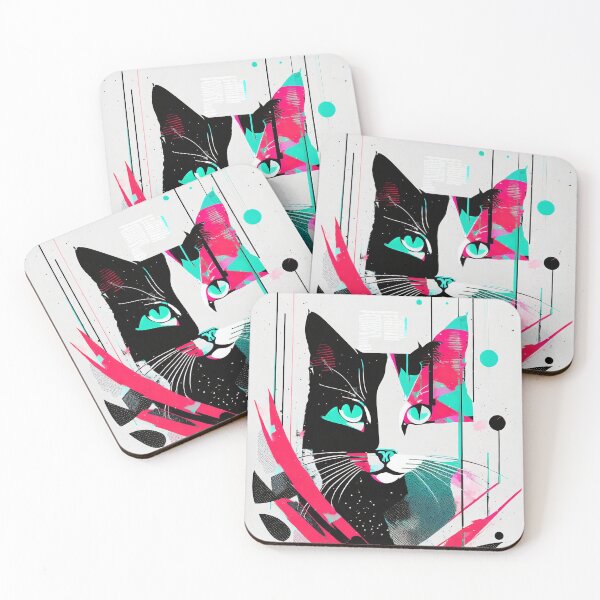 Item preview, Feline Flair: Neon Noir Cat Portrait designed and sold by bsilvia.