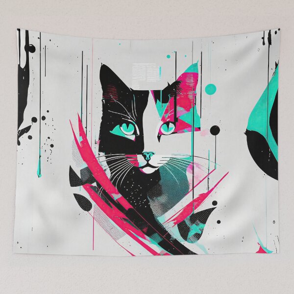 Item preview, Feline Flair: Neon Noir Cat Portrait designed and sold by bsilvia.