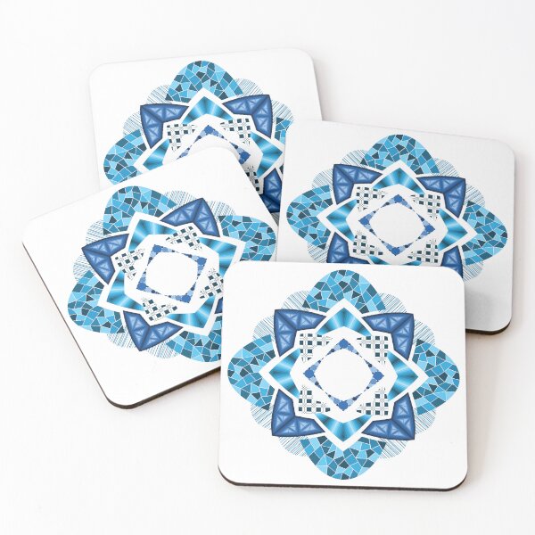 Item preview, Blue Abstract Flower With Geometric Patterns designed and sold by DHTDesigns.