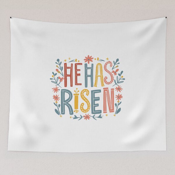 Item preview, He Has Risen - Joyful Easter Resurrection Floral Design - Christian Faith Art designed and sold by HahaHandlesHub.