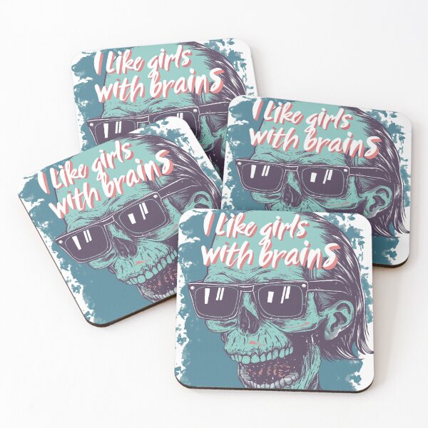 Item preview, Vintage 90s Style I Like Girls With Brains, Zombie Likes Brains, Zombie Eating Brains, Zombie Humor, Halloween designed and sold by PrintShangri-La.
