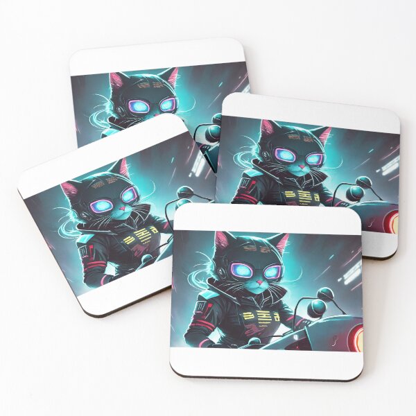 Item preview, Cyber Cat on a Motorcycle designed and sold by BADESIGNZZ.