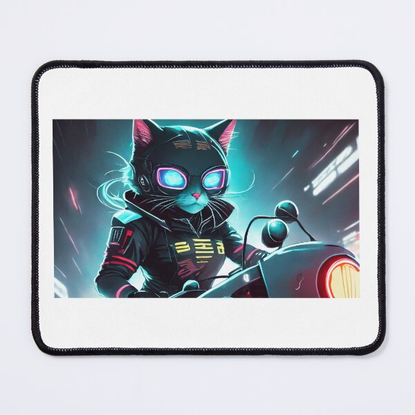 Item preview, Cyber Cat on a Motorcycle designed and sold by BADESIGNZZ.