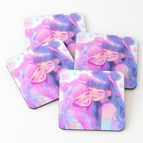 Item preview, Bubblegum Pink and Cotton Candy Blue Anime Girls designed and sold by bubblegoth.