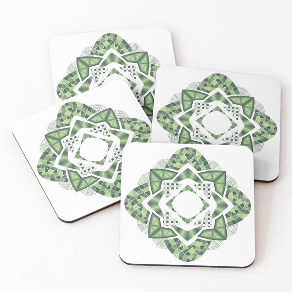 Item preview, Green Abstract Flower with Geometric Patterns designed and sold by DHTDesigns.